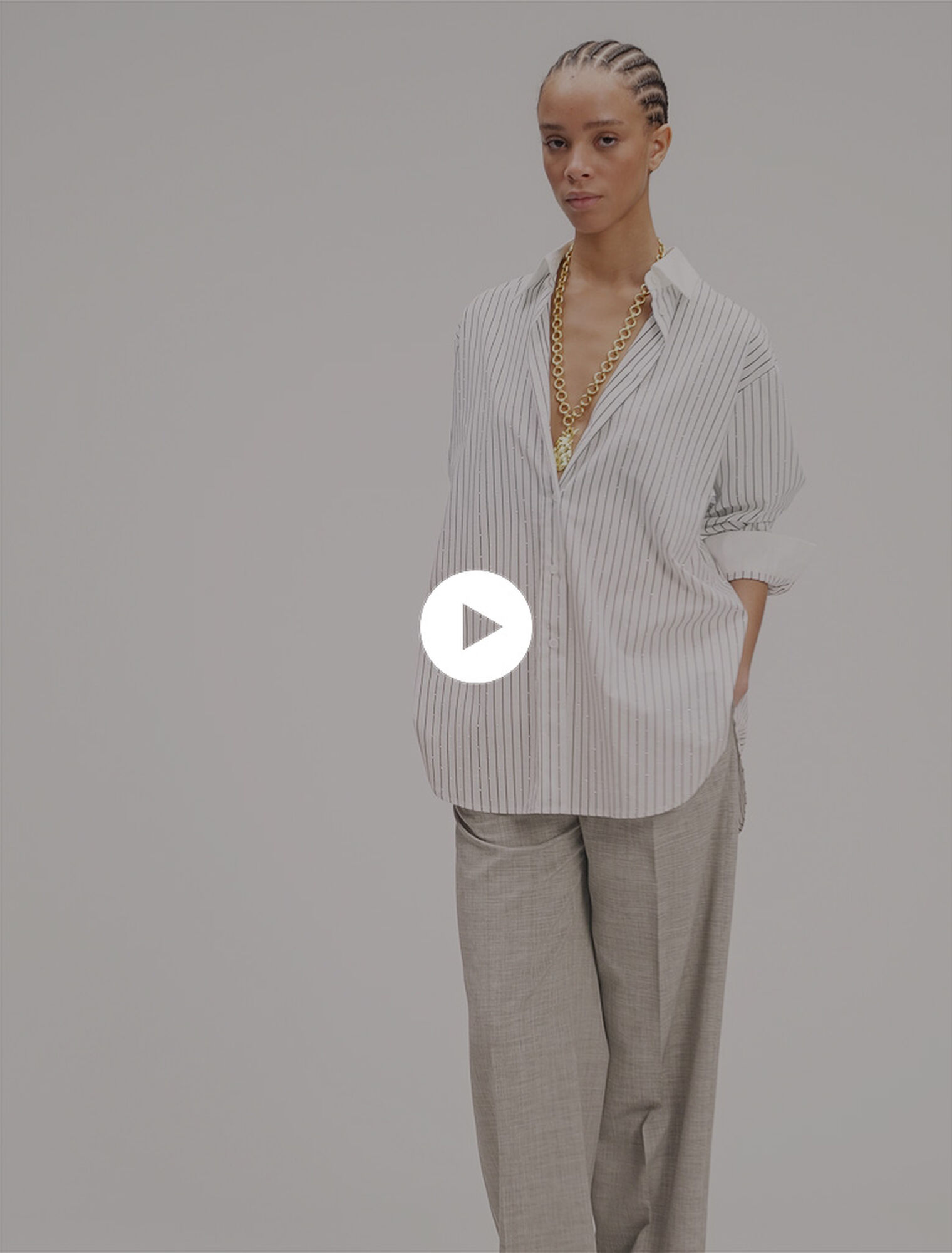 Chemise à rayures strassée
