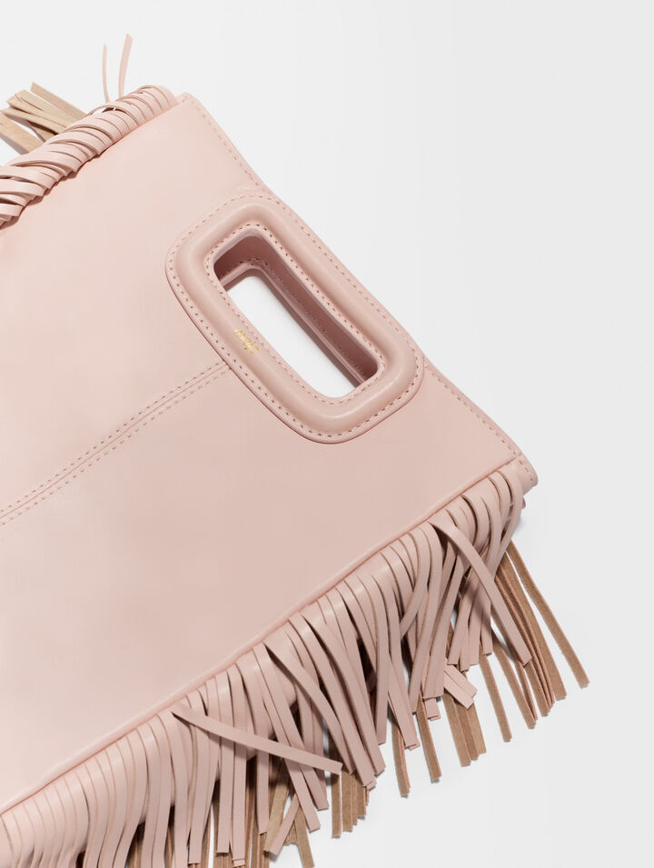 Smooth leather M bag with fringing