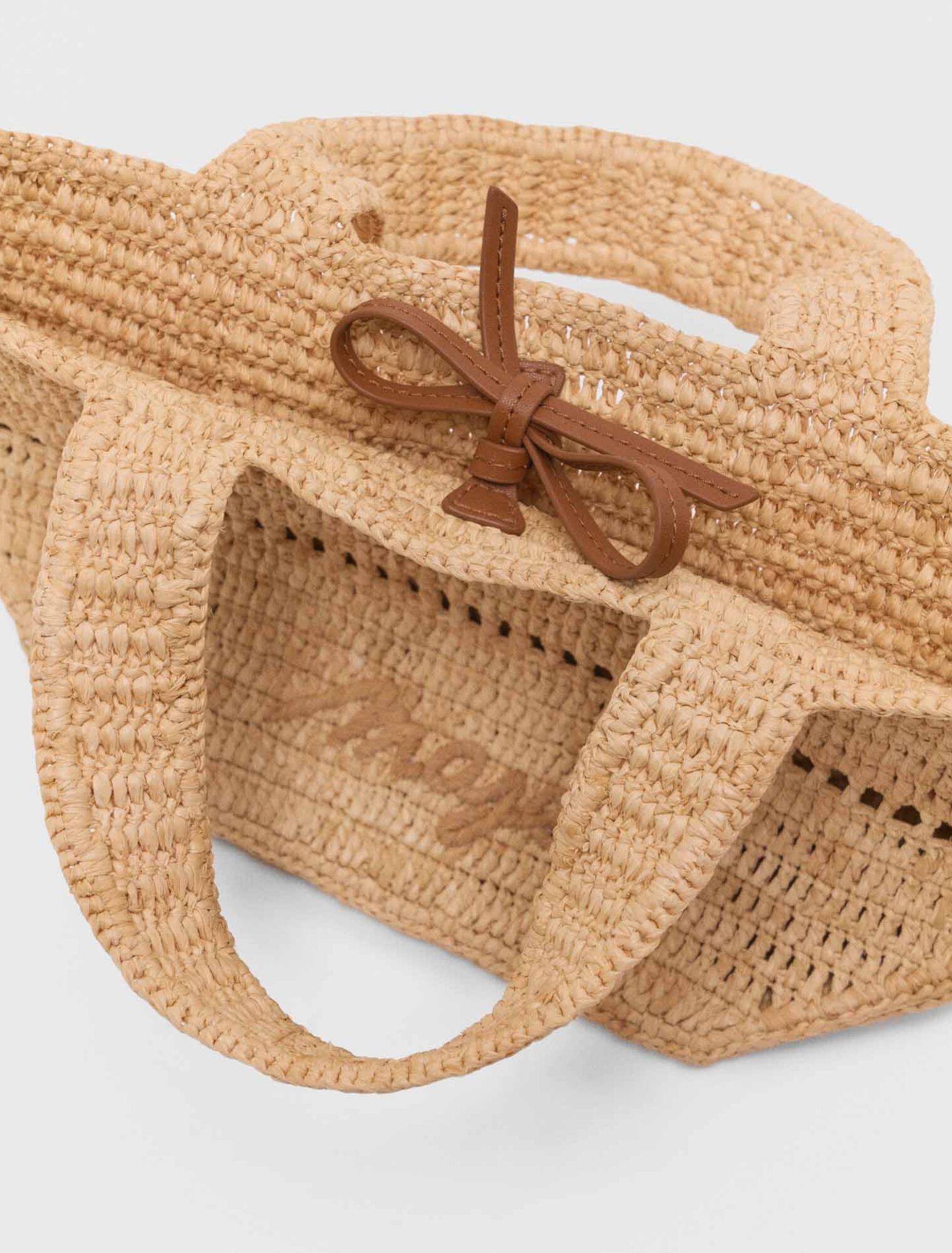 Natural raffia mini shopping bag