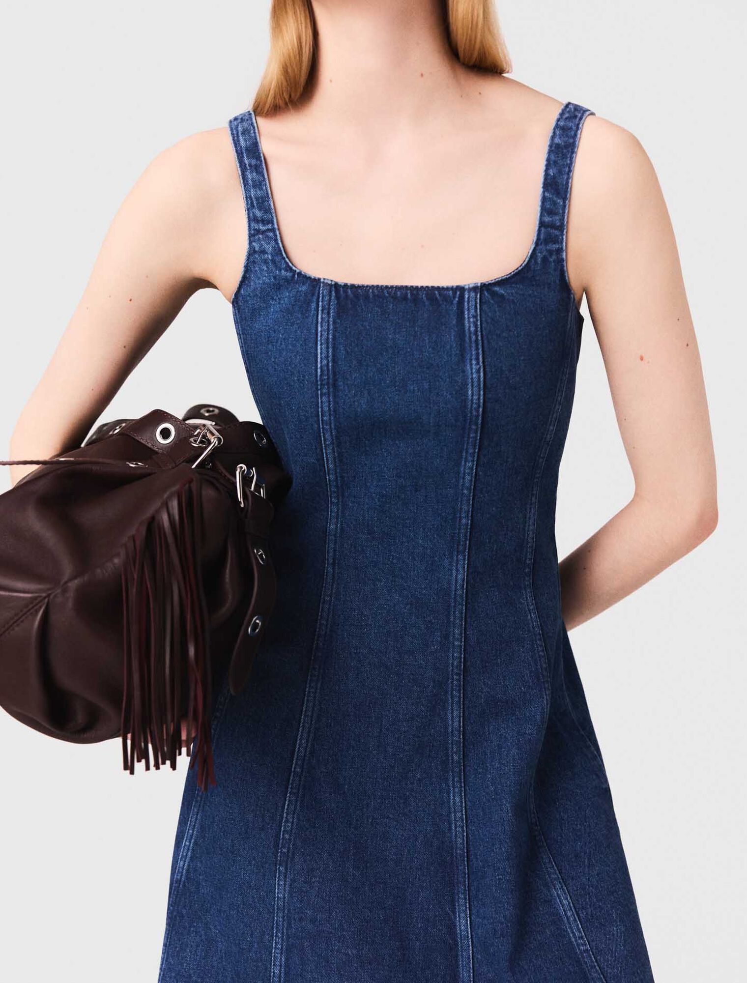 Midi denim babydoll dress