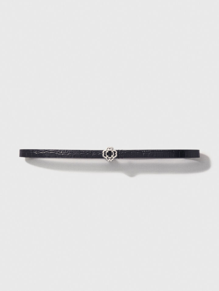 Ceinture fine Clover embossé croco