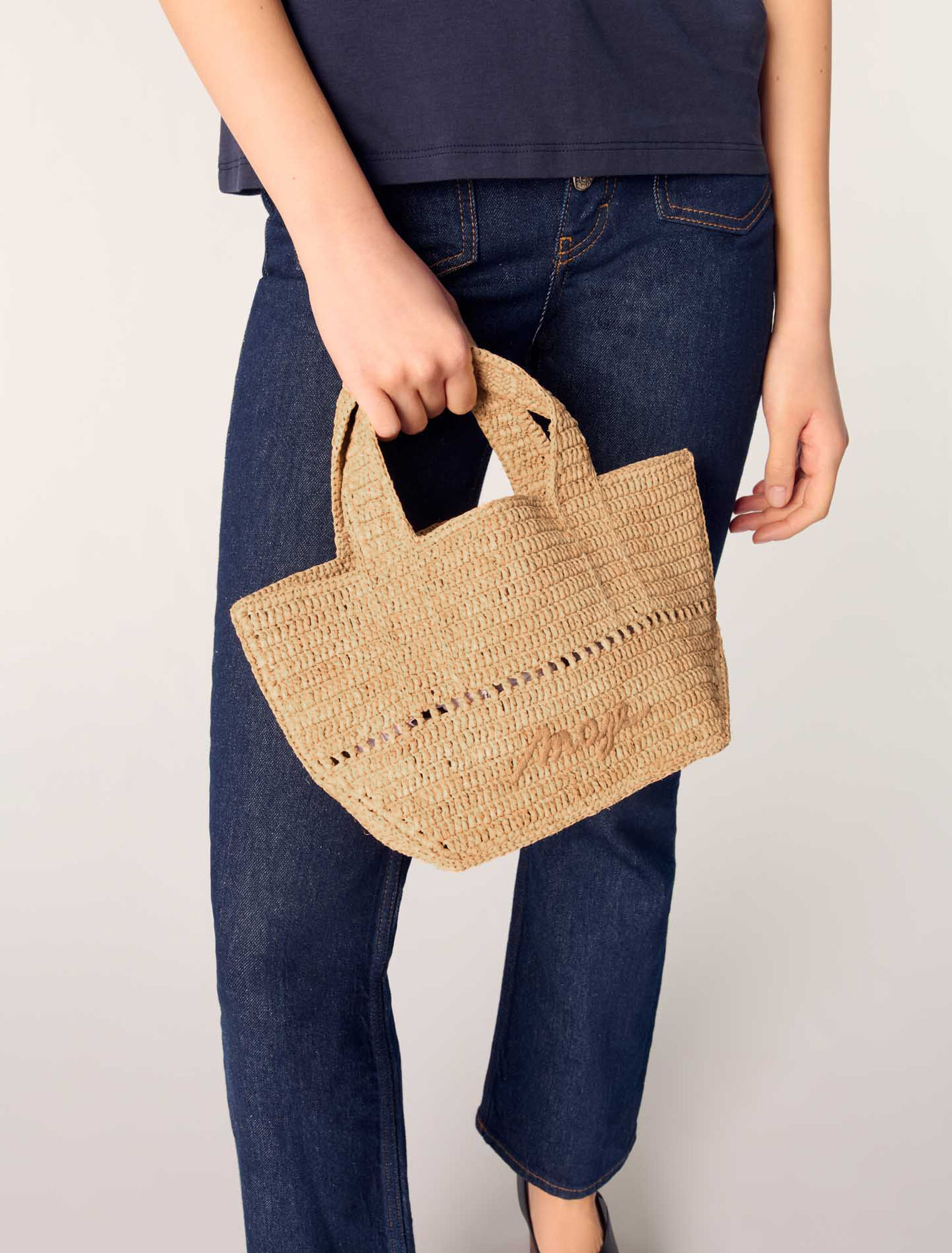 Mini cabas en raphia naturel